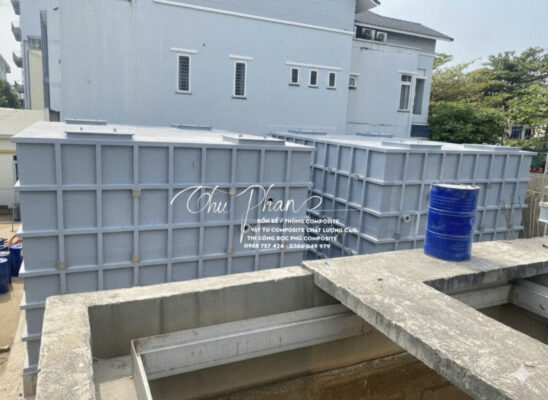 Bể chứa nước bằng Composite thi công lắp đặt tại công trình do Nhật Minh Composite thực hiện