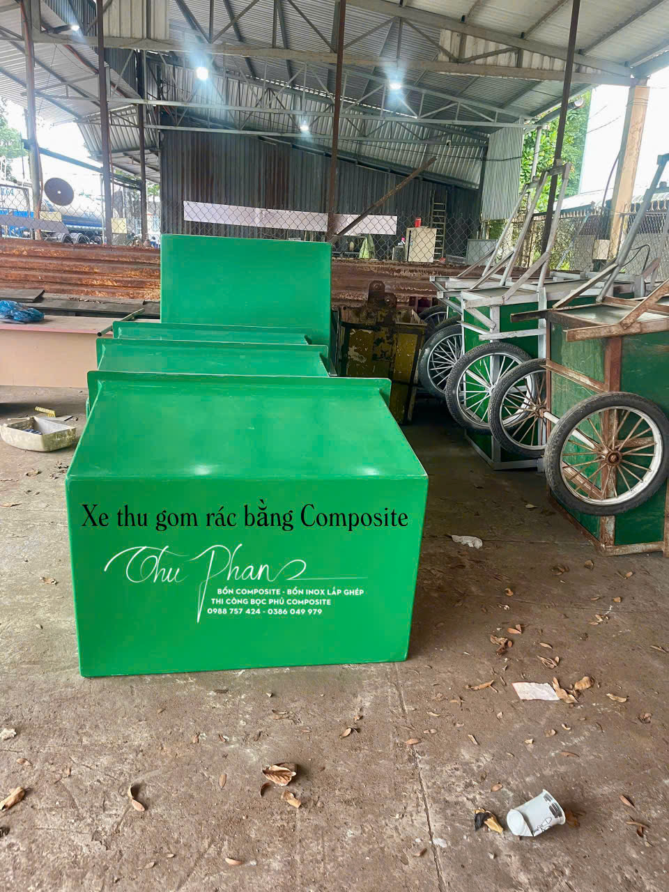 Thùng Nhựa Composite Làm Xe Gom Rác | Nhật Minh Composite